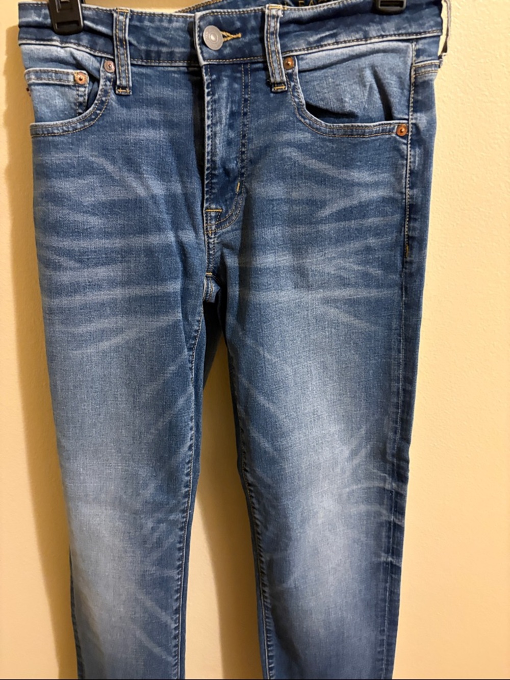 American Eagle Outfitters Slim Straight Jeans - Light Blue Faded Wash